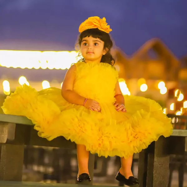 Bloon - Luxury Stitched Frock Dress for Kids | Ruffles Daffodils Frock Dress | Mayaar