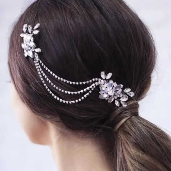 Glam Accessories | Linked Head Side Hair Clip Embellishment | Hair Adornment | Mayaar